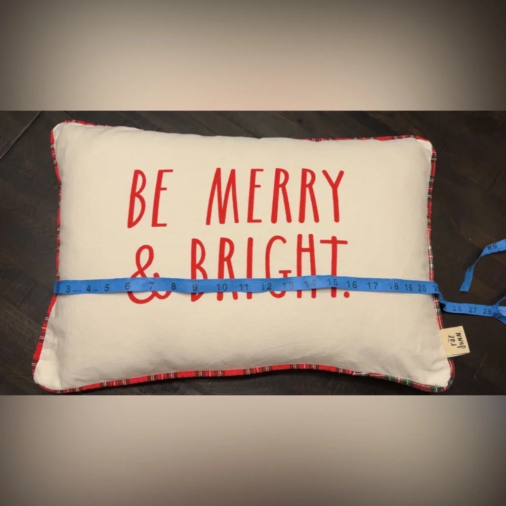 Rae Dunn Christmas Holiday Seasonal Home Accent Throw Pillow Cover Be Merry &